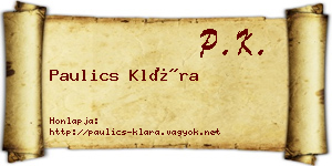 Paulics Klára névjegykártya